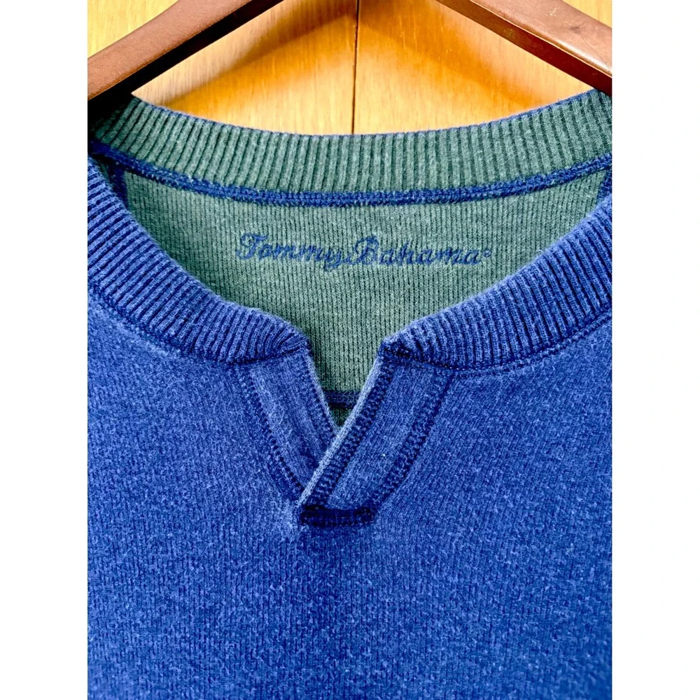 Tommy Bahama Mens Reversible Pullover‎ Sweatshirt Blue Green Comfort Fit XL